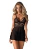 Obsessive koszulka nocna 838-BAB-1 babydoll i stringi czarna L/XL